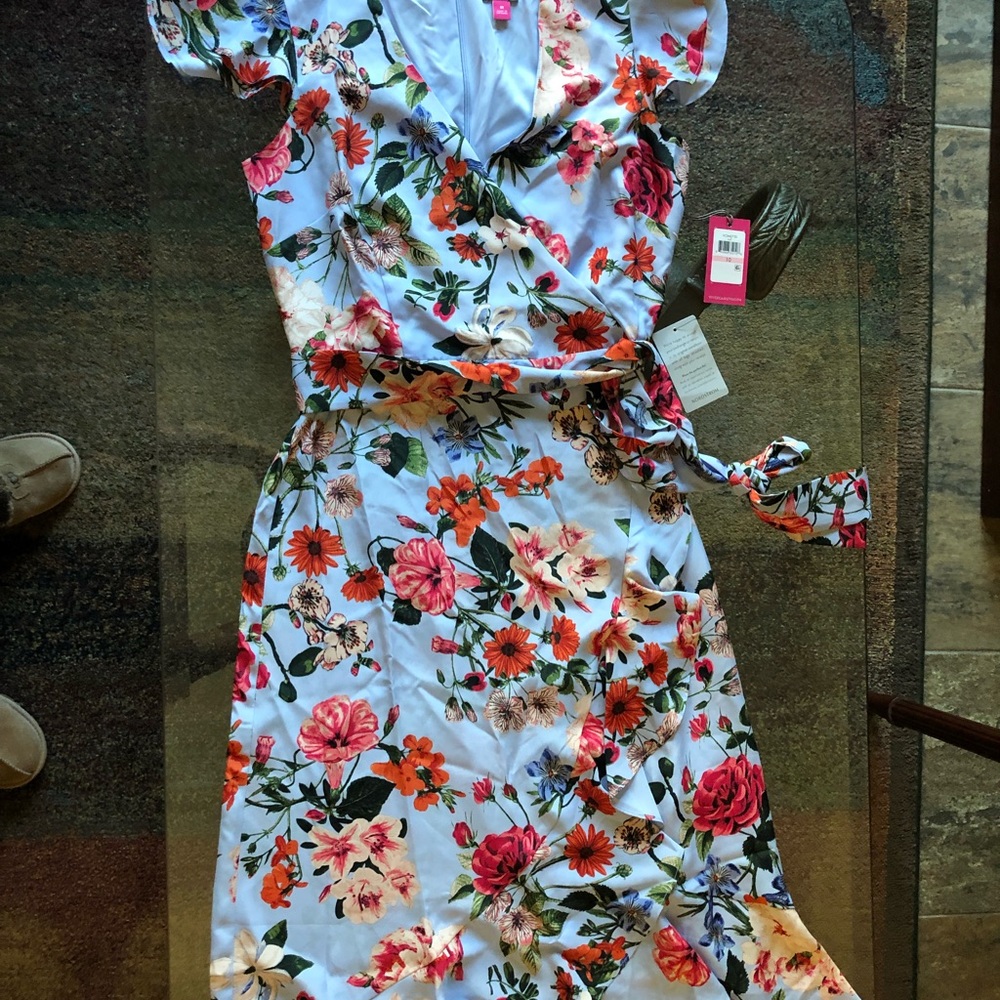 Vince Camuto Floral Faux Wrap Dress, Size 10
